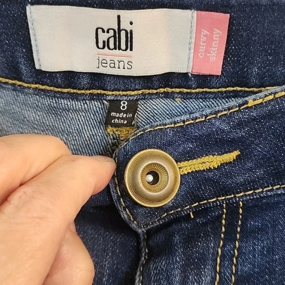 Cabi Curvy Skinny Jeans Size 8 Dark Wash Denim Whiskering Casual Slim A1015